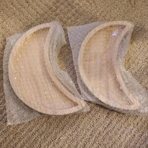 Set Of 2 Wooden Crescent Moon Trays Brand New